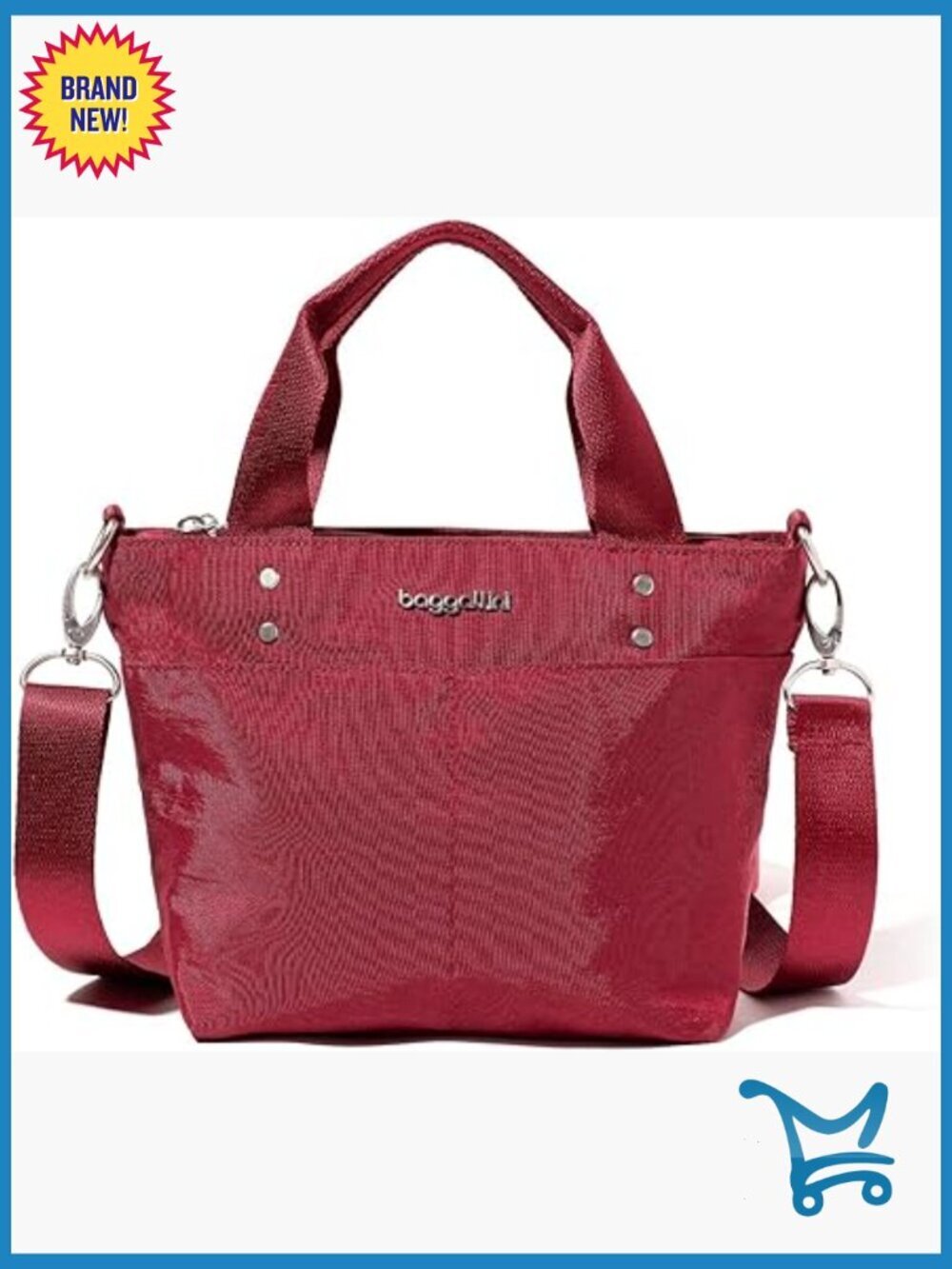 Mini Tote Bag with Adjustable Strap, Lightweight Nylon, 7 Pockets